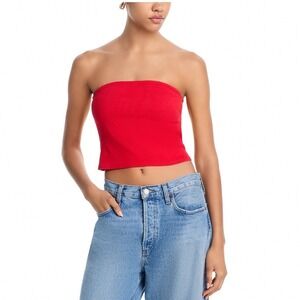 perfectwhitetee Talula Blondie Tube Top Poppy Red Ribbed‎ Shelf Bra Large NEW